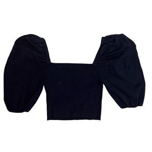 Topshop Womens Puff Sleeve Black Crop‎ Top Size 0-2